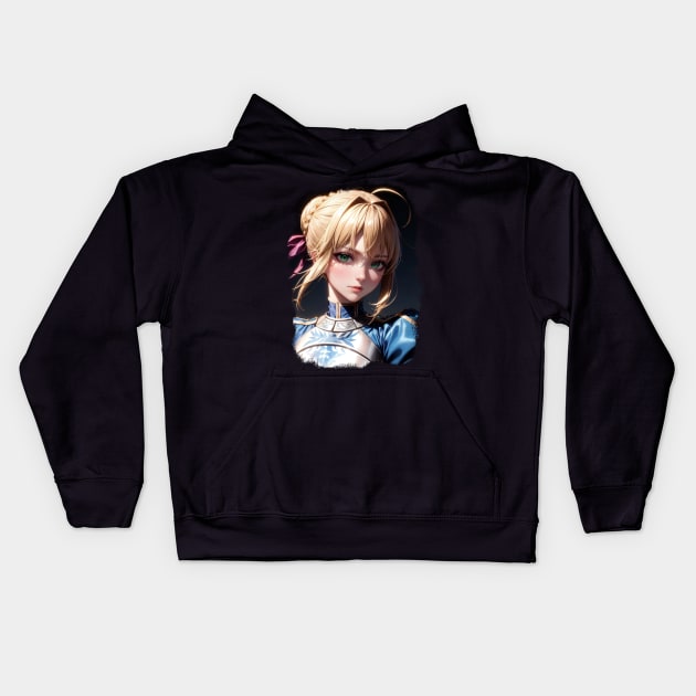 Fate Artoria Pendragon Kids Hoodie by Kyauto